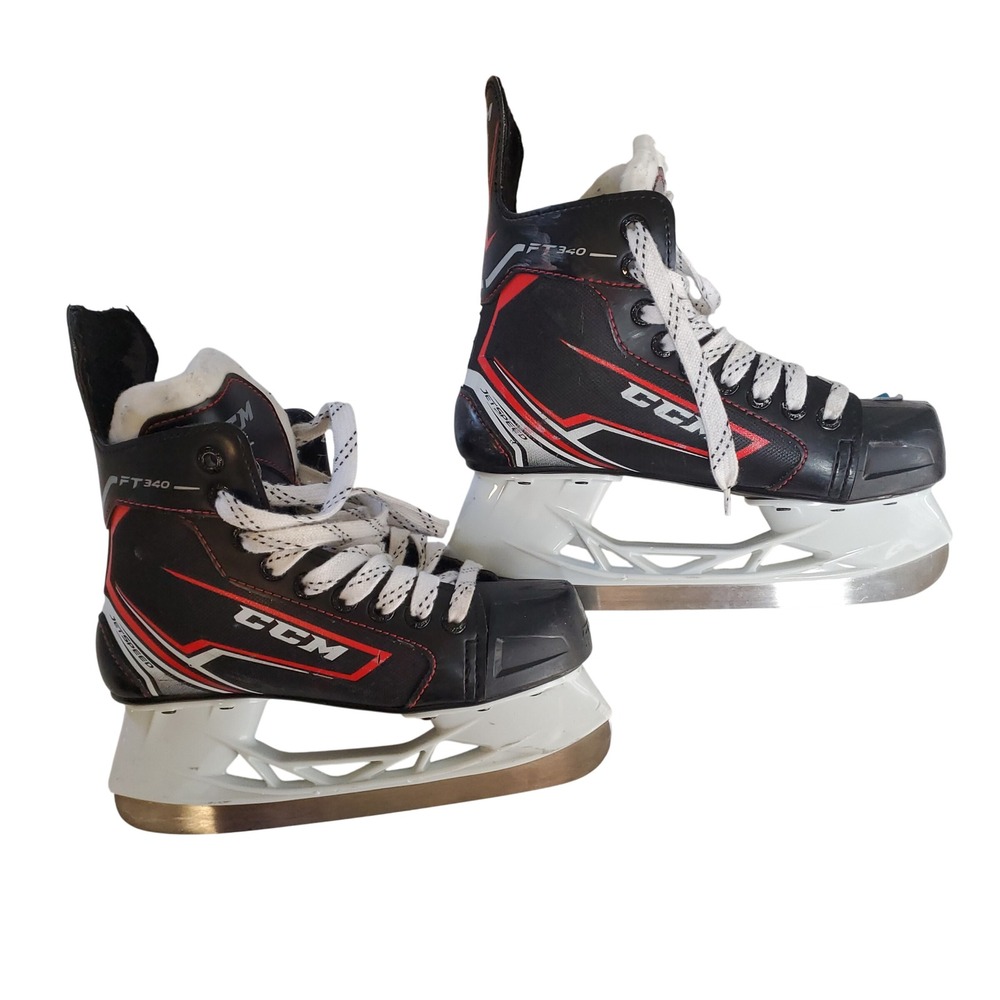 CCM JetSpeed FT340 Ice Hockey Skates Black Red White Youth Size 3 EU 35